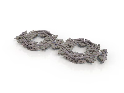 Modern Geometric Building Structure Composed Of Gray Modular Rings And Links 3d model