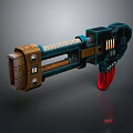 Futuristic Sci Fi Weapon With Blue Brown Body Red Cables And Mechanical Structure 3d model