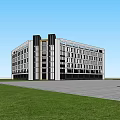Modern Office Building Exterior Design With Large Glass Windows Open Square And Green Lawn