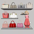 Colorful Fashion Handbags Displayed On Shelves With Various Styles And Designs