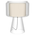 Modern Table Lamp With Transparent Acrylic Base And Gray Pleated Lampshade