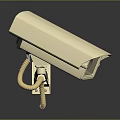 Beige Projection Monitoring Camera With Protective Housing And Connection Cable
