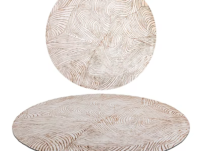 Natural Wave Texture Round Rug In Neutral Beige For Modern Living Room Decor 3d model