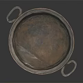 Vintage Handcrafted Metal Basin With Two Ring Handles And Rustic Texture For Daily Living