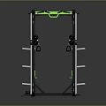 Multifunctional Home Gym Training Rack With Black Frame And Green Accents