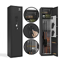 Black Vertical Commercial Storage Cabinet With Open Door And Internal Shelves