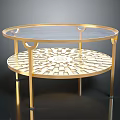 Elegant Round Gold Coffee Table With Glass Top And Intricate Decorative Base