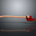 Red Axe With Wooden Handle Isolated On Gray Background And Reflection