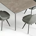Modern Table And Chair Set With Grey Upholstered Chairs And Metal Frame Marble Top