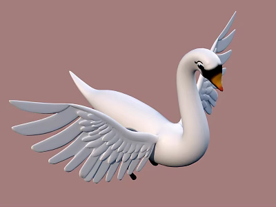 White Swan with Spread Wings Flying Gracefully in Mid Flight as Elegant Flying Bird 3d model