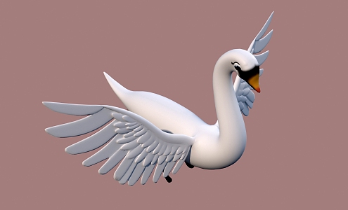 cartoon swan cartoon animal 3d model