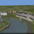 Aerial Planning of Green Spaces Farmland and Rivers with Building Layout Design