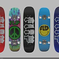 Colorful Skateboards Collection With CULT FLIP Logos Peace Sign And Smiley Design
