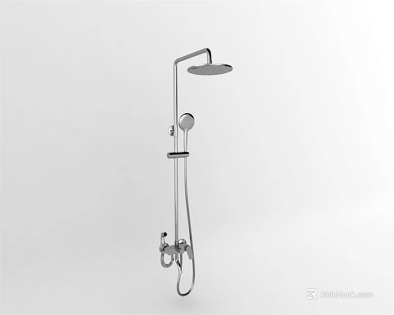 Modern Chrome Shower System With Wall Mounted Overhead Head Handheld Sprayer And Control Valve 3d model 
