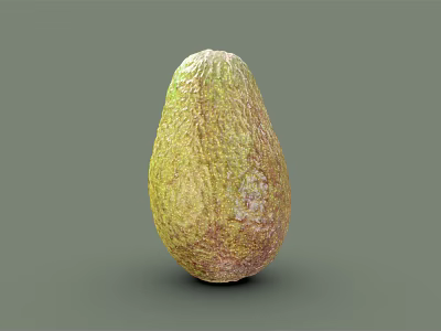Fresh Ripe Avocado With Green Textured Skin Isolated On Gray Background 3d model