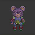 Cute Purple Robot Bear Character Design With Mechanical Body And Anthropomorphic Features