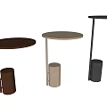 Modern Round Side Tables with Three Different Colored Cylindrical Bases 3d model