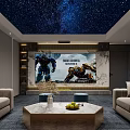 Home Theater Room With Starry Sky Ceiling Speakers And Cozy Sofa 3d model