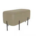 Beige Upholstered Sofa Bench With Black Metal Legs Modern Design