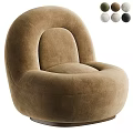 Brown Curved Single Seater Sofa With Velvet Fabric And Multiple Color Options