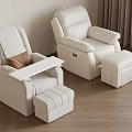 White Comfortable Massage Chairs With Ottoman In Modern Room Wooden Floor