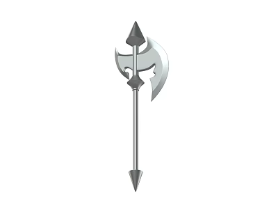 Medieval Fantasy Metal Axe Spear With Double Bladed Design And Sharp Pointed Tips 3d model