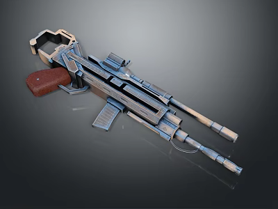 Modern Sniper Rifle With Wooden Grip And Tactical Metal Components Design 3d model