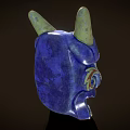 Purple Mask Decorative Ornament Set With Yellow Horns Red Eyebrows And Golden Eyes