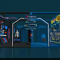 Modern Blue Pepsi Exhibition Booth Design Featuring Mannequin And Display Elements 3d model