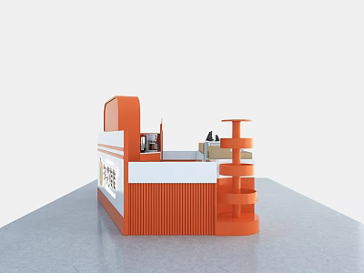 Stylish Orange Retail Store Interior With Counter Display Columns And Signage 3d model