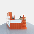 Stylish Orange Retail Store Interior With Counter Display Columns And Signage