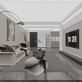 Modern Living and Dining Room Interior With Sofa Dining Table And Large Windows