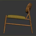 Curved Wooden Backrest Accent Chair With Yellow Seat Cushion And Modern Design