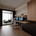 Ergonomic Office Chair With Adjustable Features Dual Monitors And Modern Desk In Bright Workspace