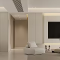 Modern Living And Dining Room Interior Design With Open Layout Sofa And TV Wall 3d model