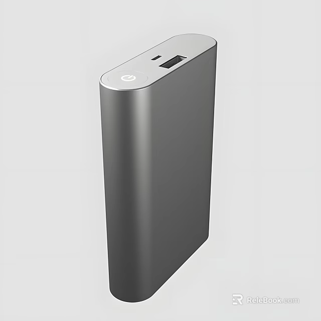 Portable Silver Aluminum Power Bank With Sleek Design For Daily Charging Needs 3d model 