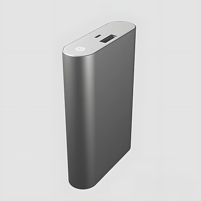 Portable Silver Aluminum Power Bank With Sleek Design For Daily Charging Needs 3d model