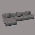 Modern Grey Fabric Sofa Set With Multiple Cushions Modular Design And Armrests 3d model