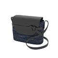 Blue Woven Shoulder Bag with Dark Gray Leather Flap and Knot Strap Design