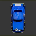 Blue Sporty Racing Car With Number 77 Rear Wing And Aerodynamic Design