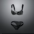 Elegant Black Lace Lingerie Set With Delicate Bra And Panties Design
