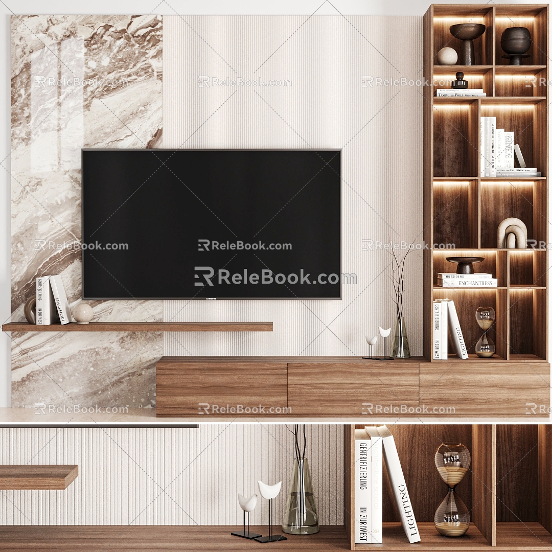 Modern TV background wall 3d model