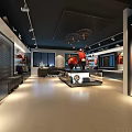 Modern Retail Showroom Interior With Display Shelves Seating And Ambient Lighting