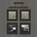 Abstract Art Paintings Framed Hanging On Modern Gray Wall For Home Decor