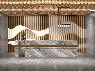 New Chinese Front Desk Reception 3d model