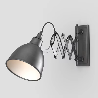 Industrial Style Black Metal Wall Lamp With Adjustable Arm And Hemisphere Shade 3d model