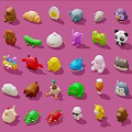 Colorful Assorted Stuffed Toys Collection With Various Cute Animal And Character Designs