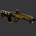 Futuristic Yellow Black Weapon With Scope And Modern Tactical Design
