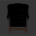 Classic Black Leather Armchair With Tufted Back Scroll Arms And Wooden Legs