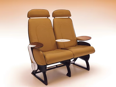 Double Brown Leather Massage Chair With Armrests And Center Table Design 3d model